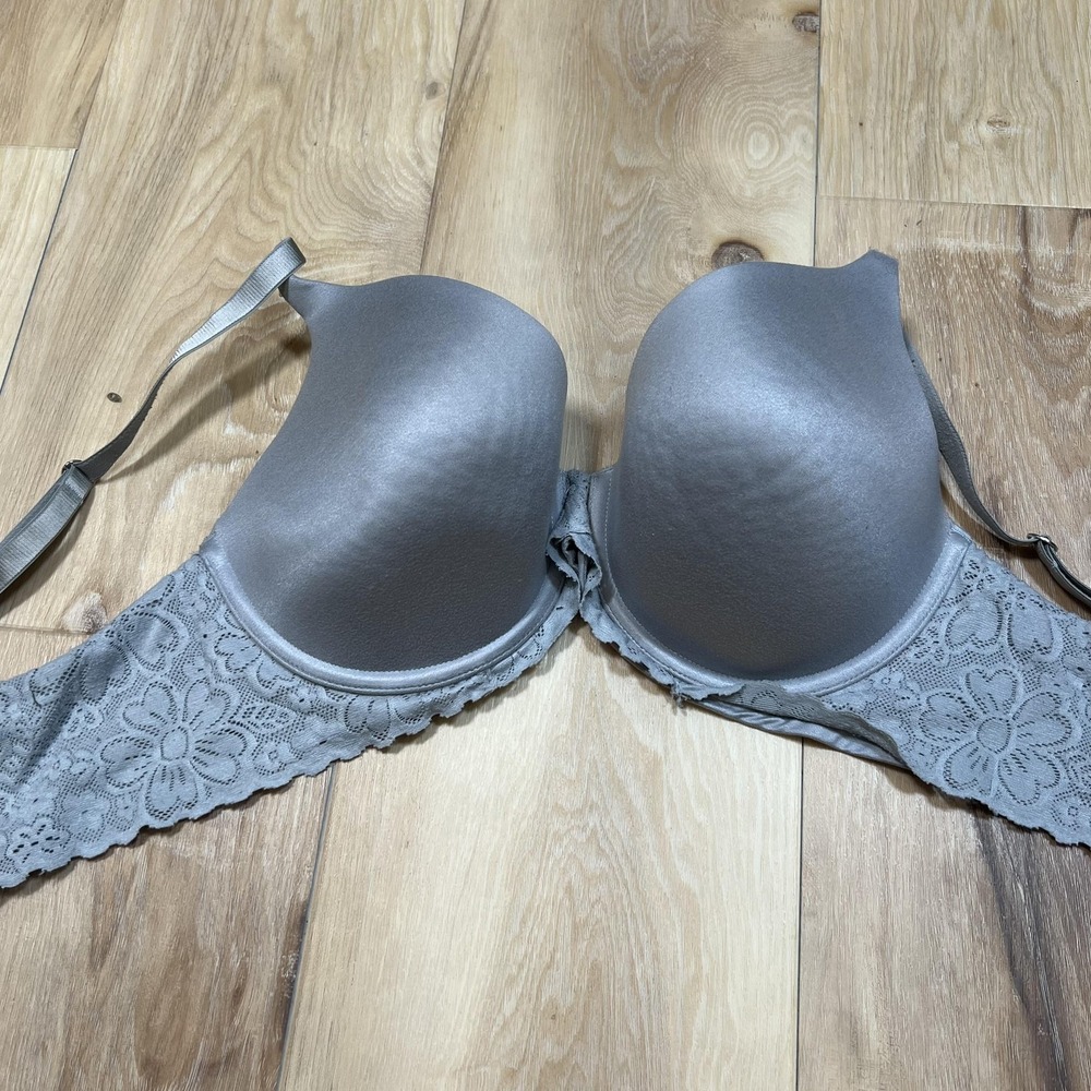 Aerie Real Sunnie Bra Womens‎ 36D Gray Lace Full Coverage T Shirt Underwire